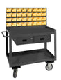 Durham Stock Cart Workstation with Louver Panel Bins and Drawers Image 1